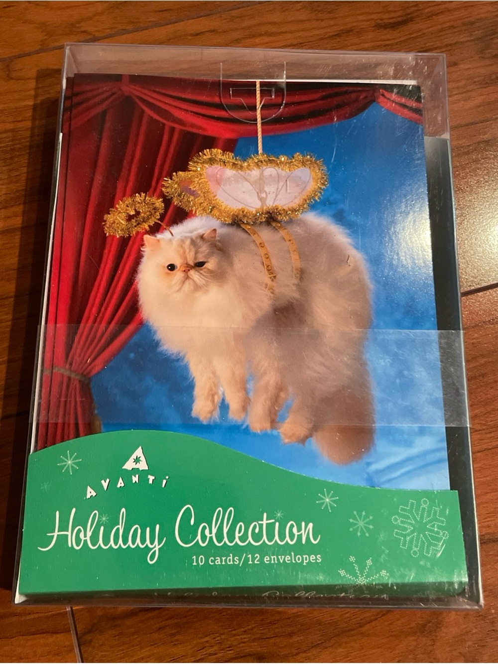 Avanti Holiday Collection Christmas Cards White Persian Cat Angel Wings 10ct